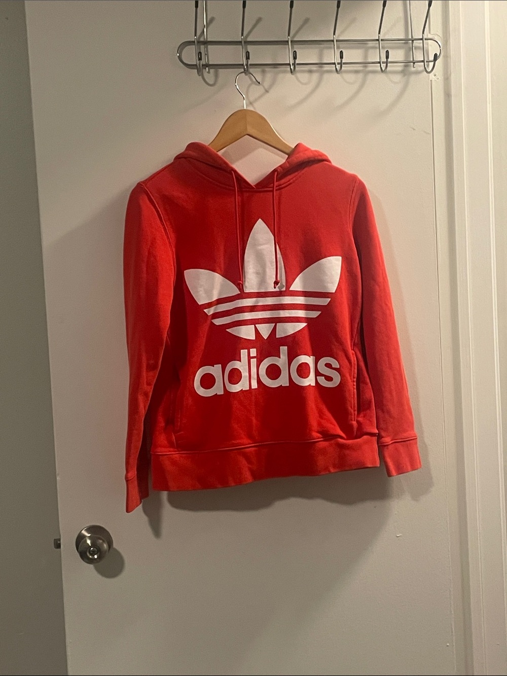 Adidas Red Hoodie Pullover Sweater Unisex Size XS- Fits more like a small!
